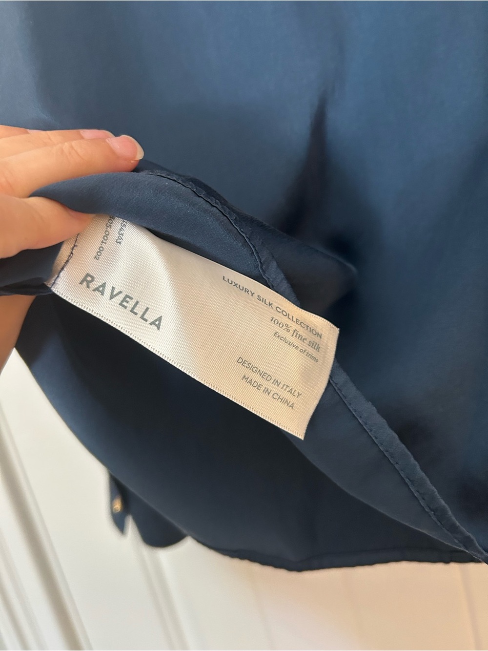 Ravella Milano Silk Blouse in Midnight Navy Small - Picture 9 of 10